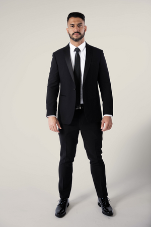 Men's Noir Black Suit with Satin Lapel