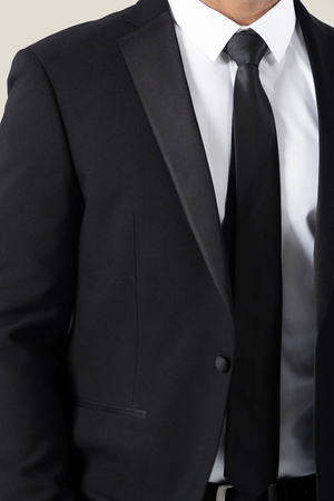 Men's Black Suit Jacket with Satin Notch Lapel