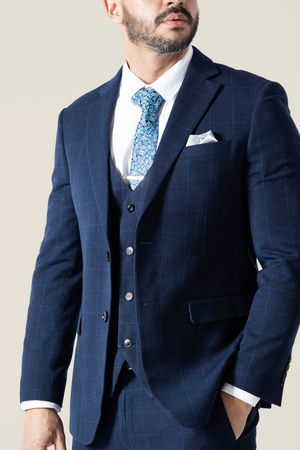 Men's Duke Navy Checkered Suit