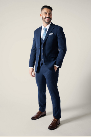 Men's Duke Navy Checkered Suit
