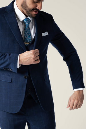 Men's Duke Navy Checkered Suit