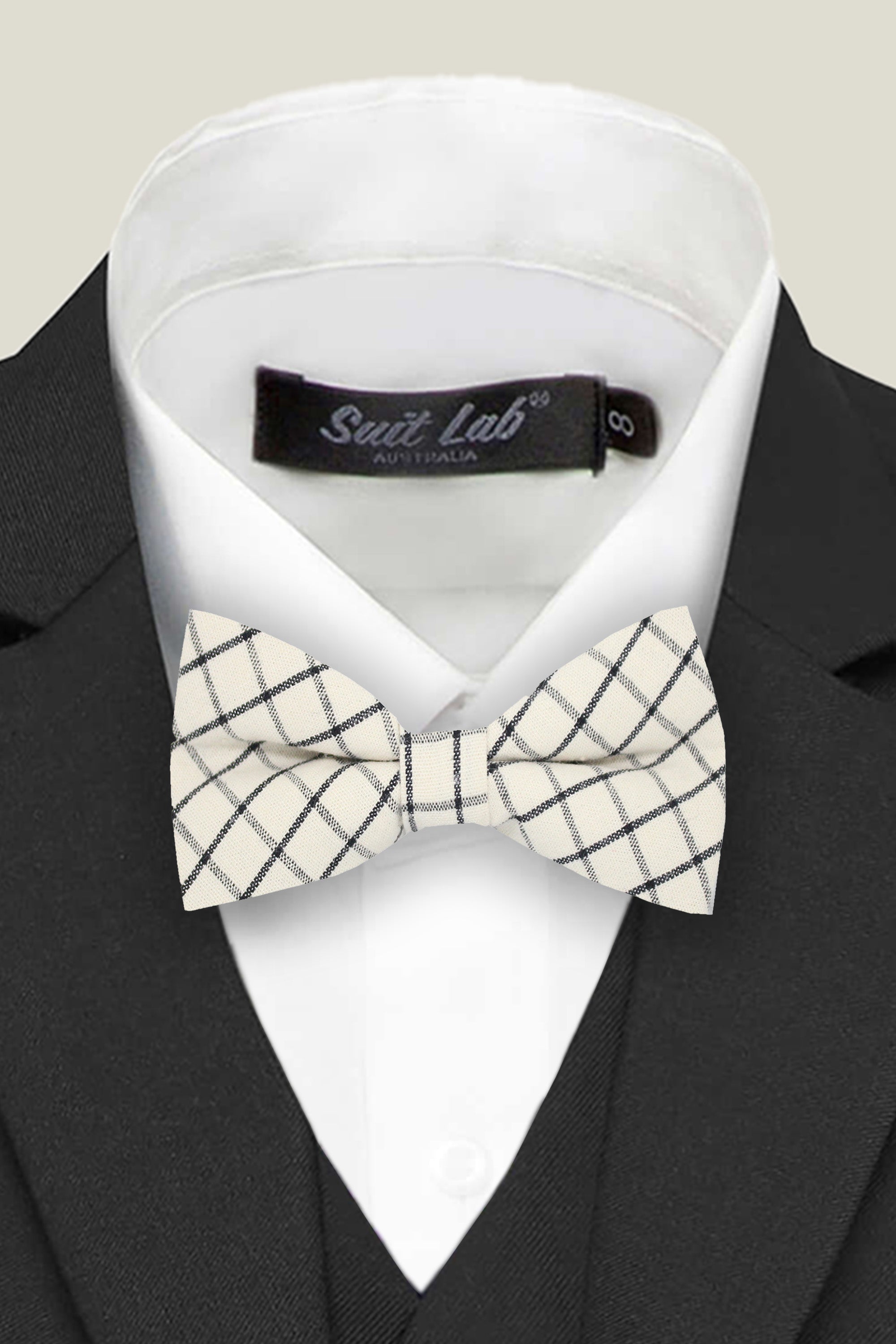 Boys Bow Tie - Ivory and Black Checkered