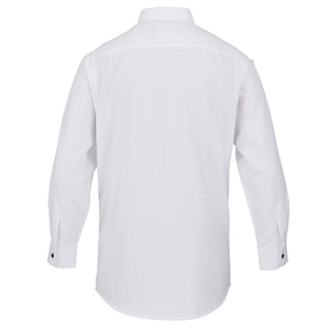 Boys White Textured Formal Shirt with White Buttons