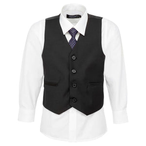 Boys Black 4-Piece Waistcoat Set