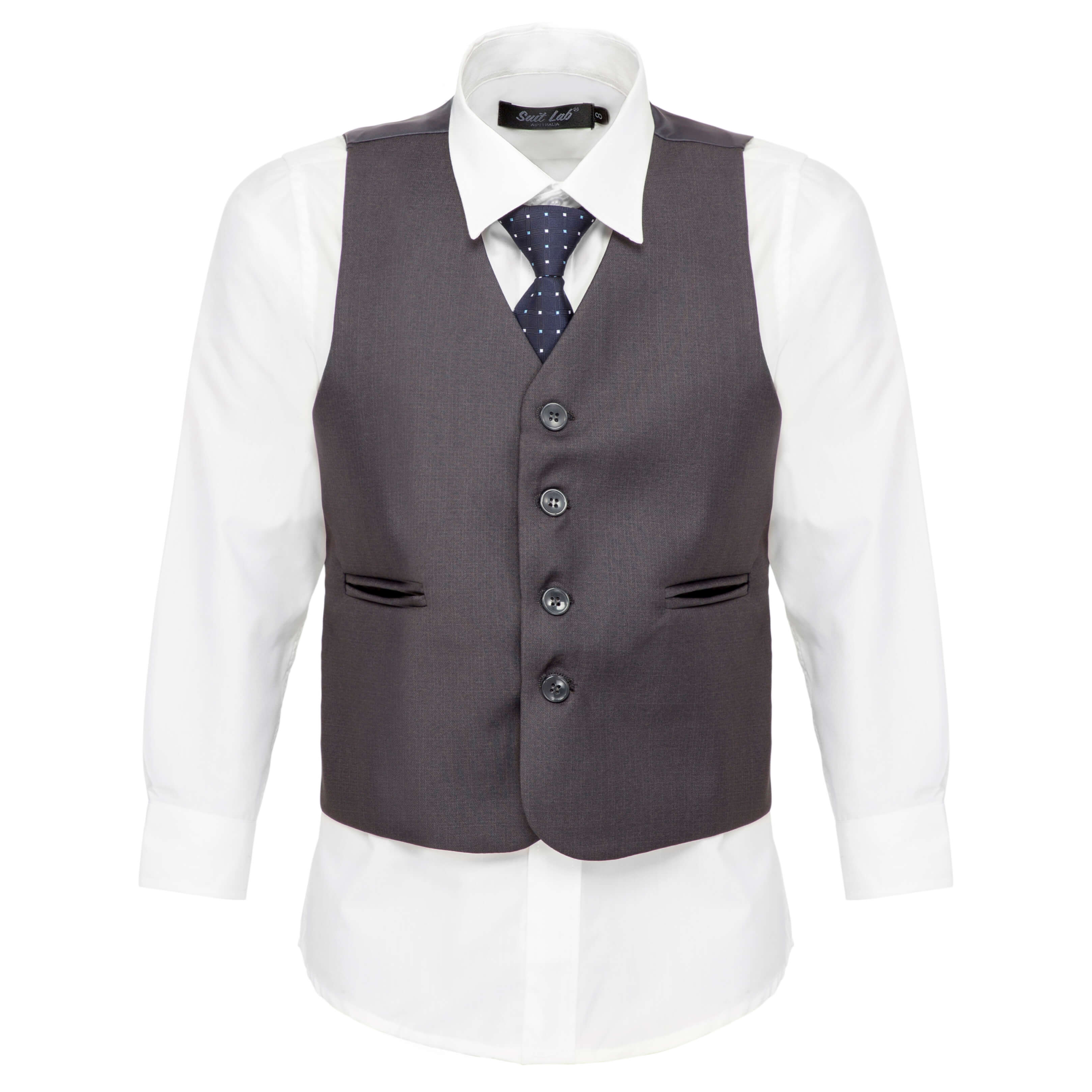 Boys Charcoal Grey 4-Piece Waistcoat Set