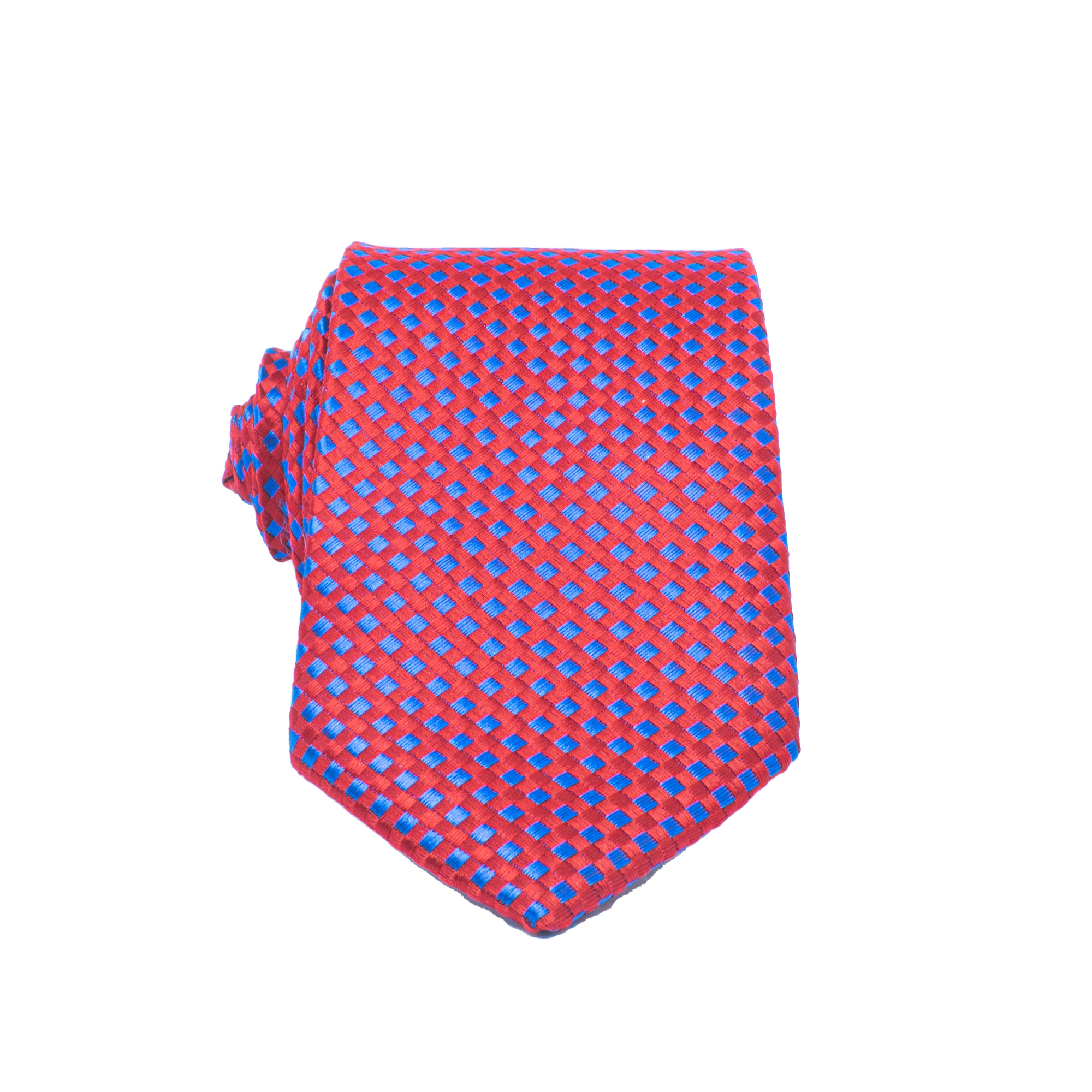 Mens Neck Tie - Red And Blue Crosshatch