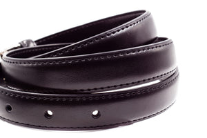 Men Leather Belt - Black Flat Buckle