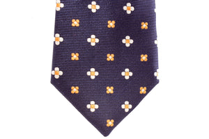Navy with White/Orange Polka Dots Skinny Tie - Suit Lab