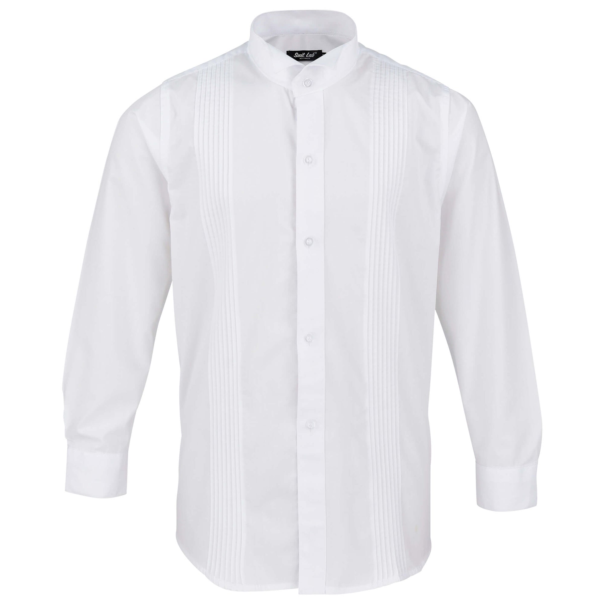 Boys White Wing Tip Formal Shirt with Pleat Detail
