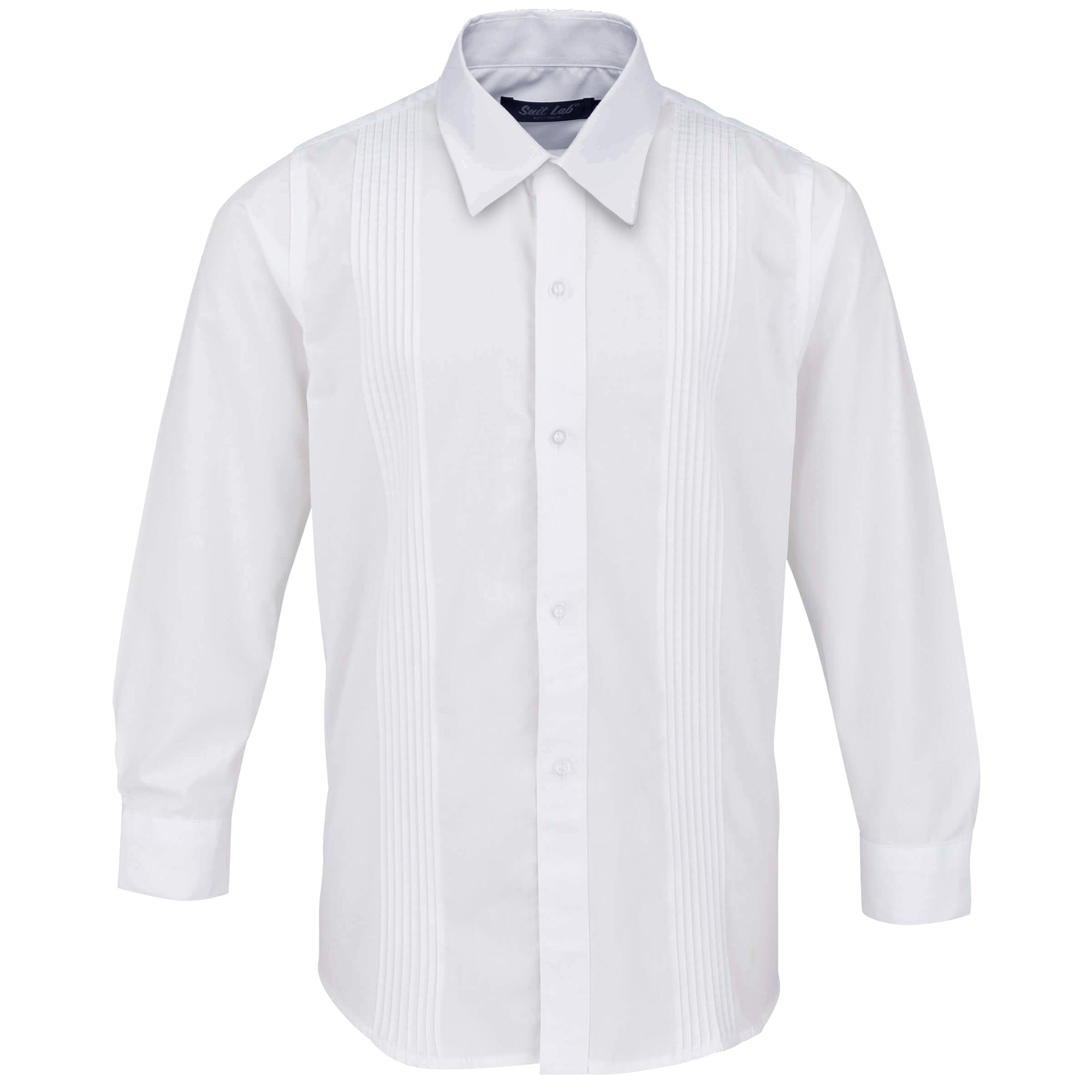 Boys White Formal Shirt with Pleat Detail