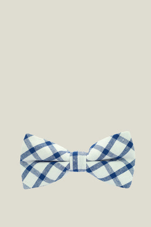 Boys Bow Tie - Blue and Ivory Checkered