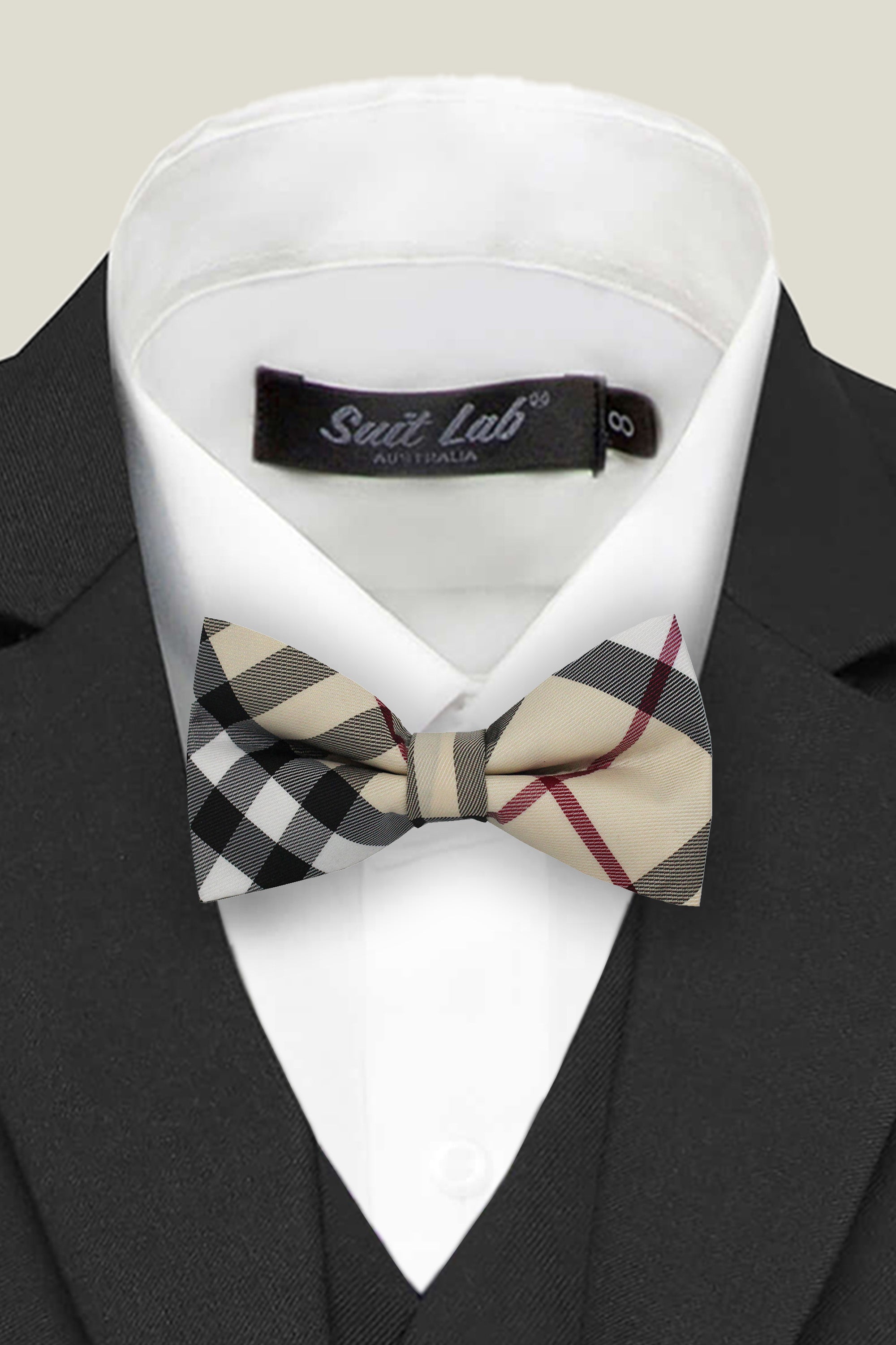 Boys' Bow Tie - Cream Checkered