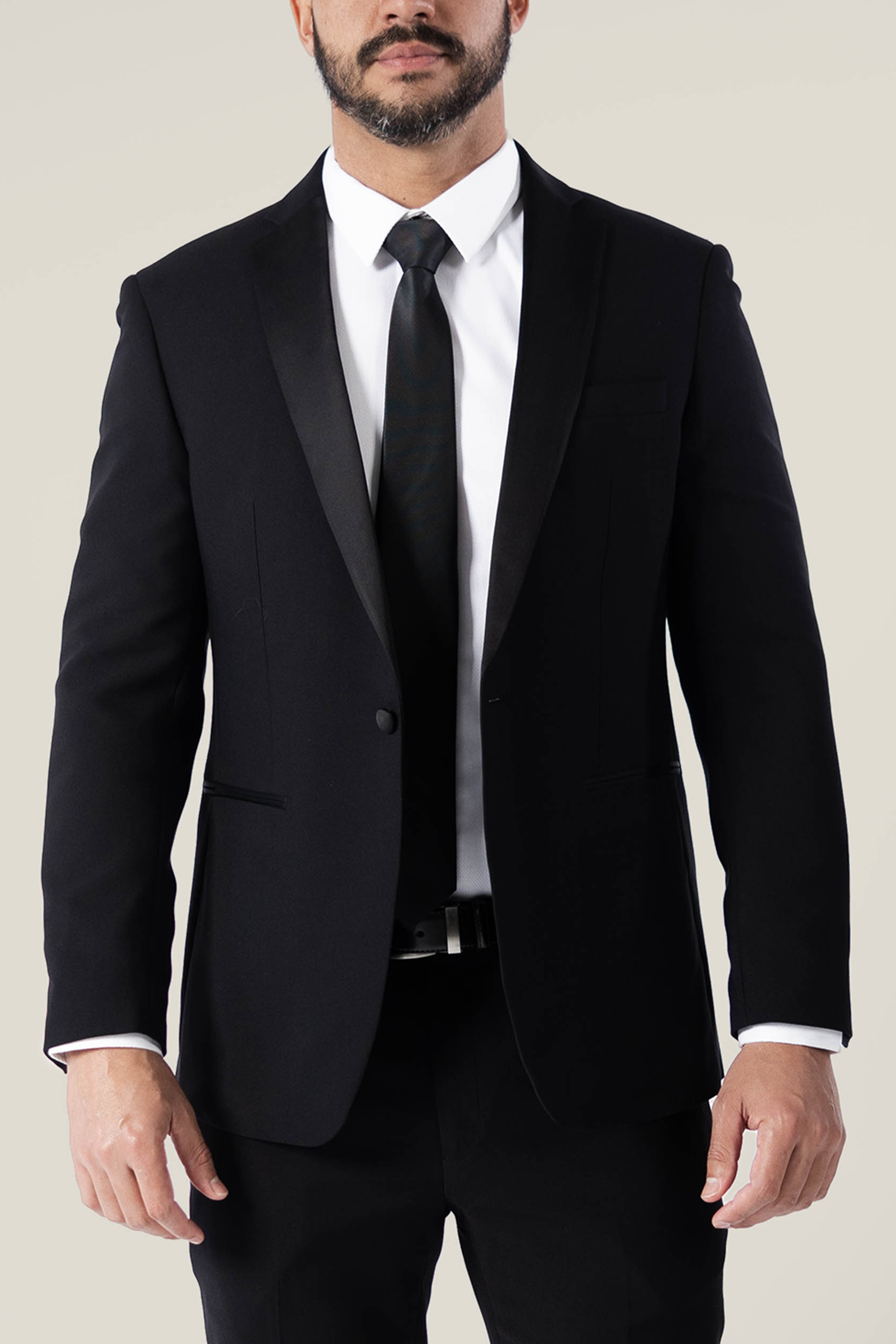 Men's Noir Black Suit Jacket with Satin Lapel