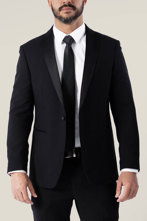 Men's Black Suit Jacket with Satin Notch Lapel