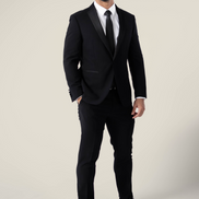 Men's Noir Black Suit Jacket with Satin Lapel