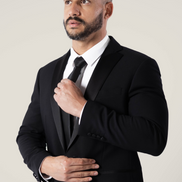 Men's Noir Black Suit with Satin Lapel