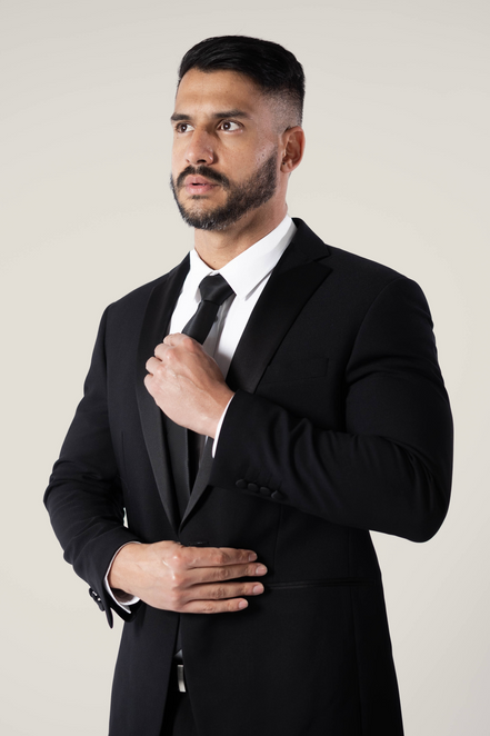 Men's Noir Black Suit with Satin Lapel