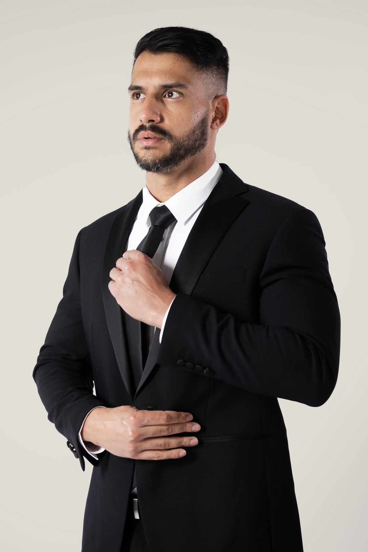 Men's Noir Black Suit with Satin Lapel