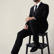 Men's Noir Black Suit with Satin Lapel