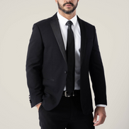 Men's Noir Black Suit with Satin Lapel