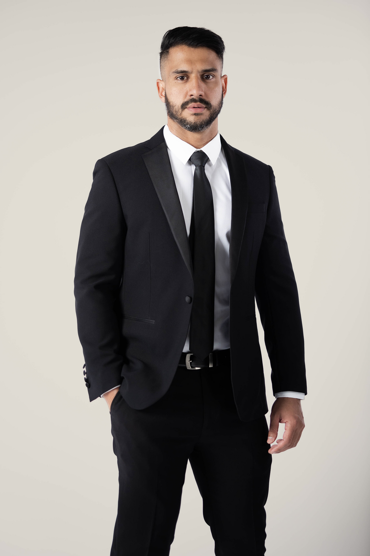 Men's Noir Black Suit with Satin Lapel