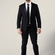 Men's Noir Black Suit with Satin Lapel