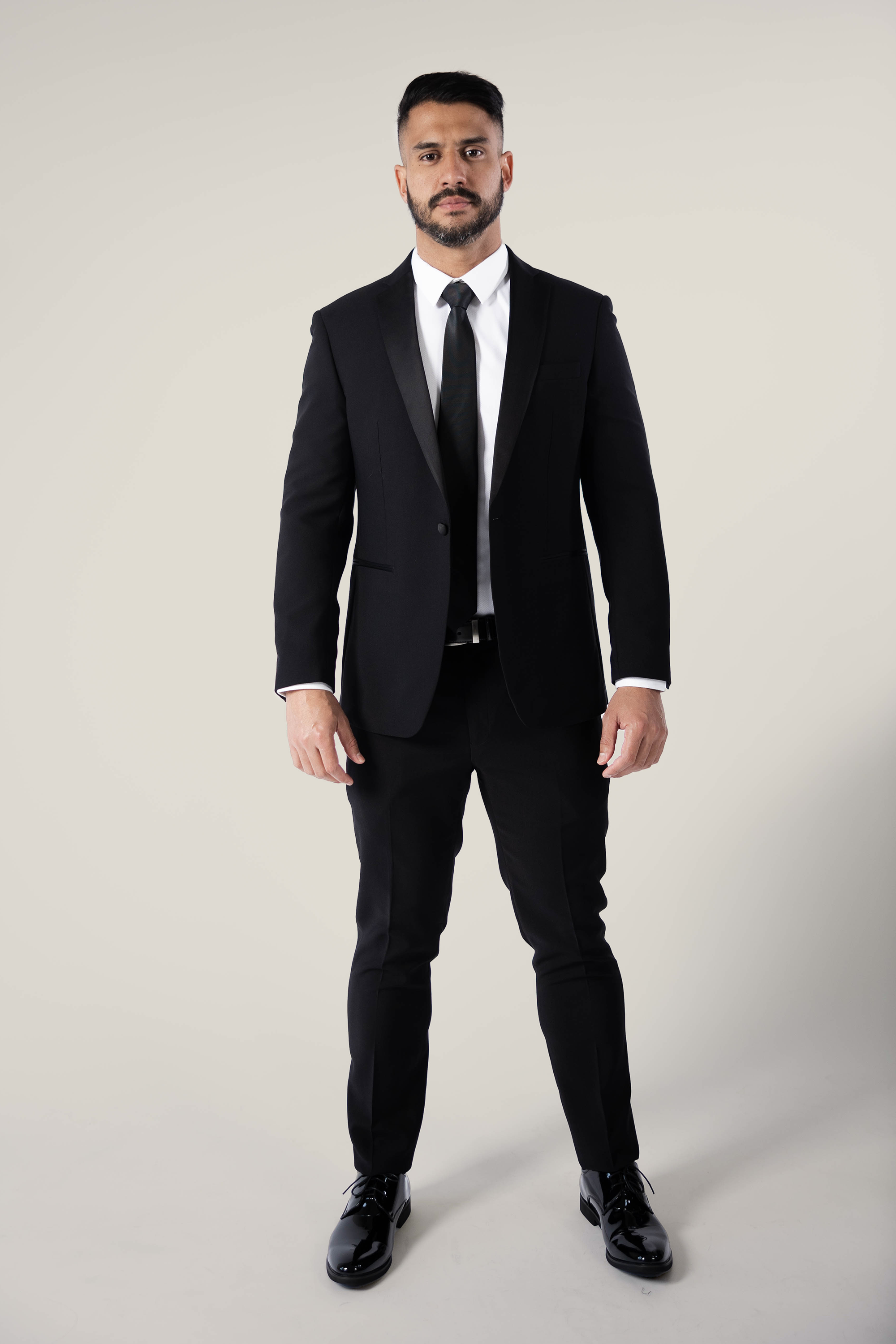 Men's Noir Black Suit with Satin Lapel