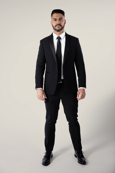 Men's Noir Black Suit with Satin Lapel
