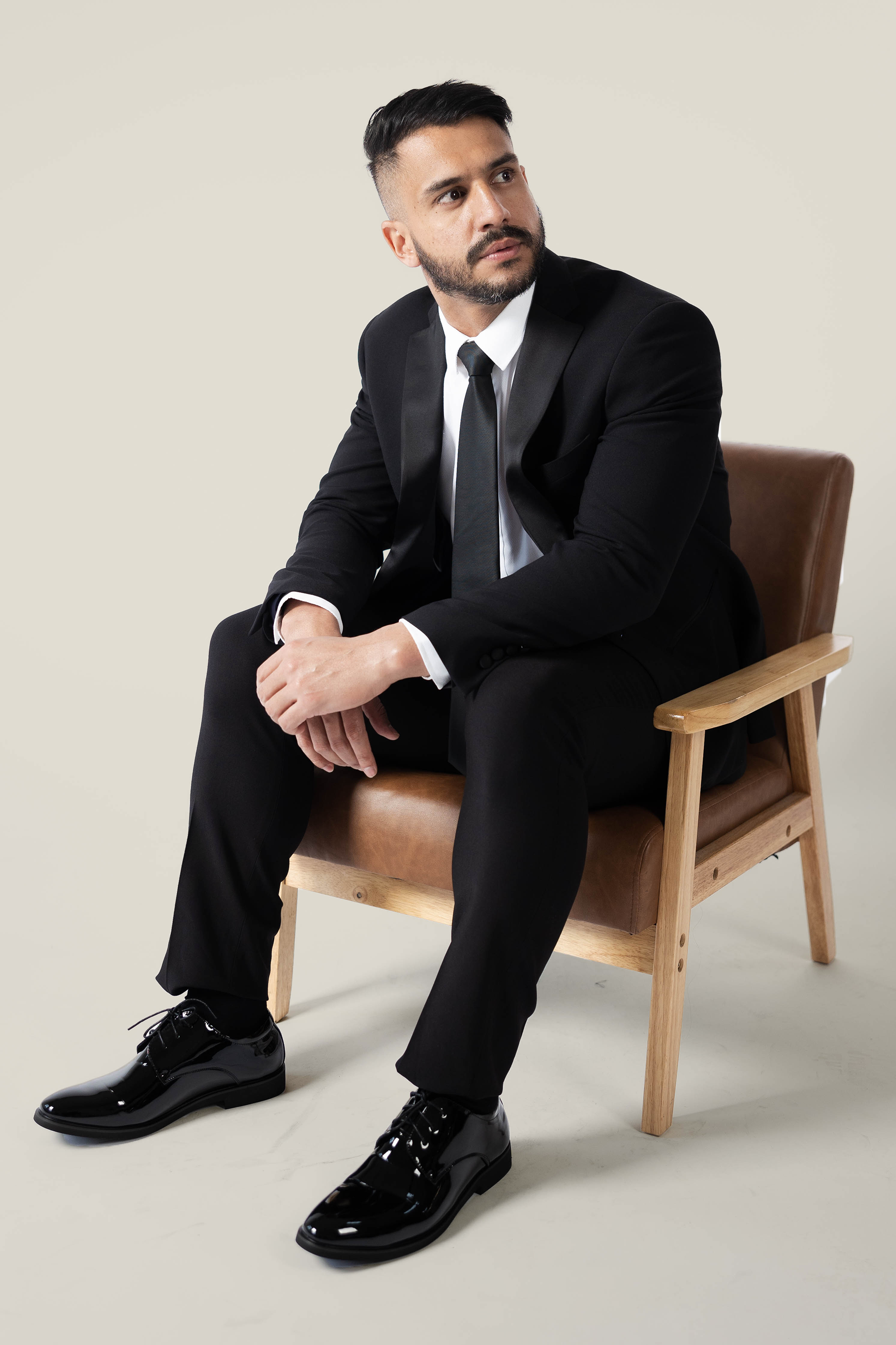 Men's Noir Black Suit with Satin Lapel