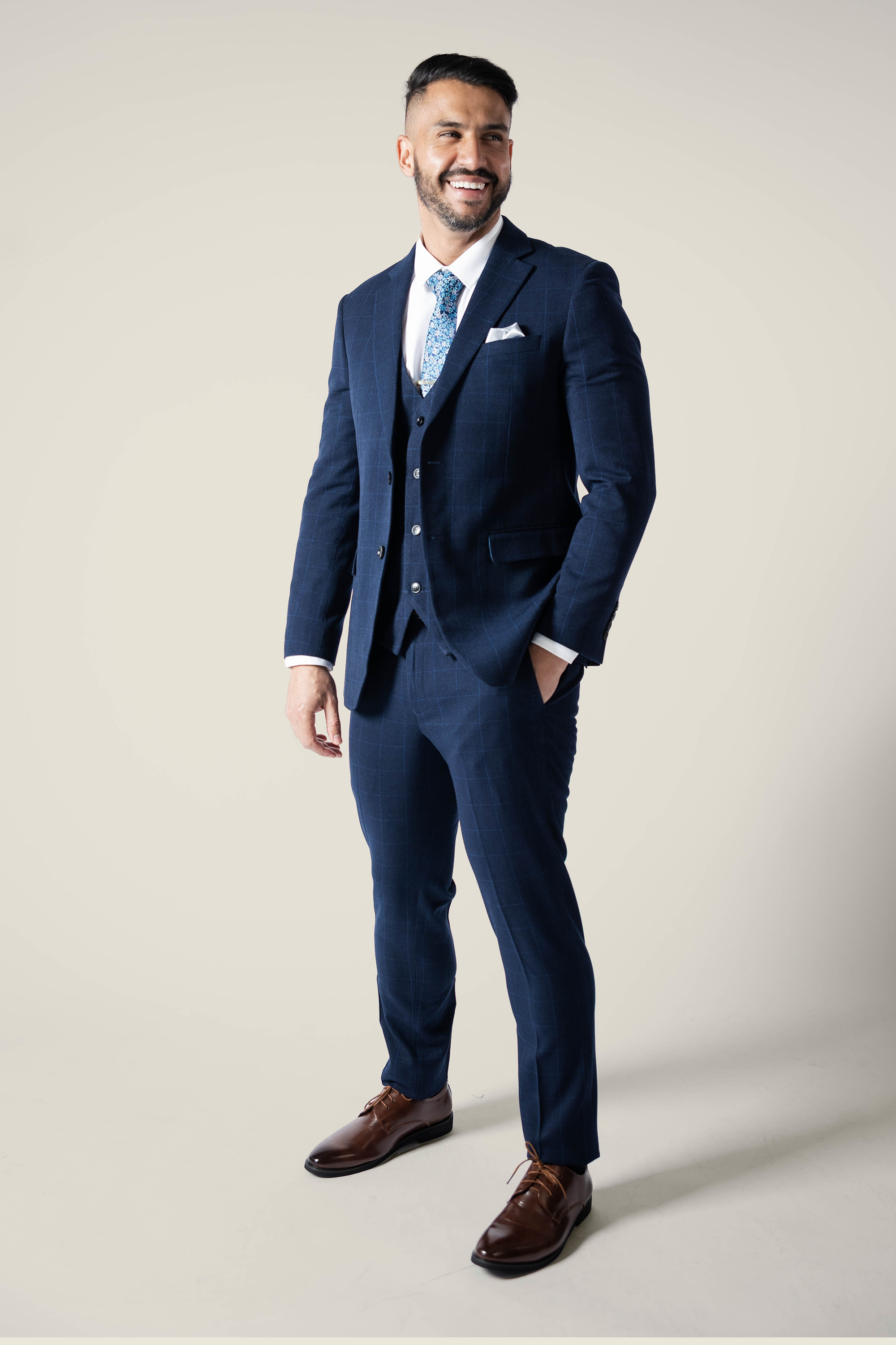 Men's Duke Navy Checkered Suit