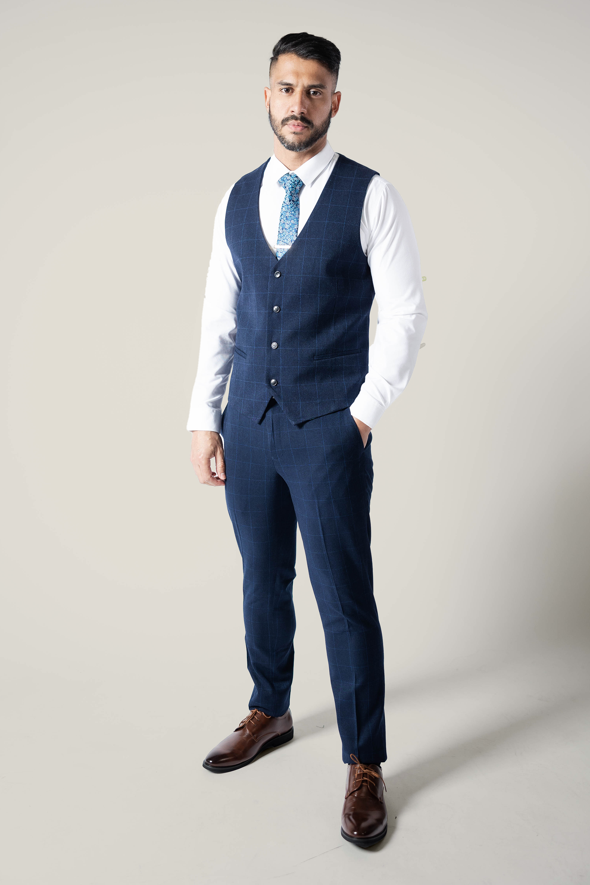 Men's Duke Navy Checkered Vest