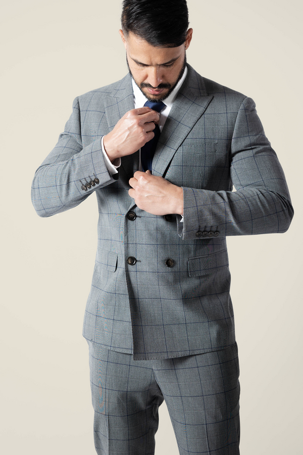 Grey double breasted suit online