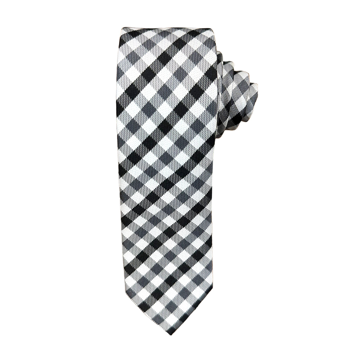 Men's Slim Tie - Black and White Checkered