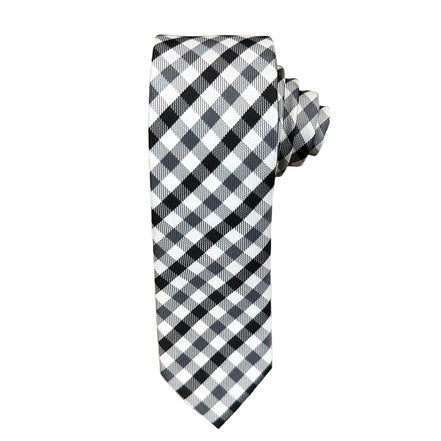Men's Slim Tie - Black and White Checkered