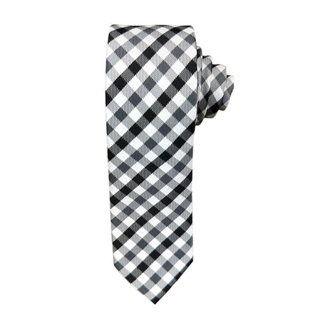 Men's Slim Tie - Black and White Checkered