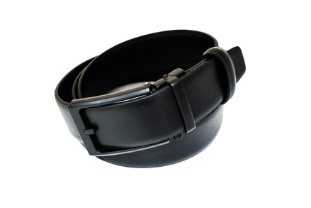 Men's Black Leather Belt - "No Hole" Ratchet Buckle