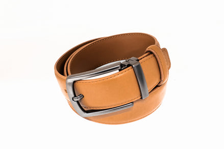 Men's Tan Leather Belt - Clasp Buckle