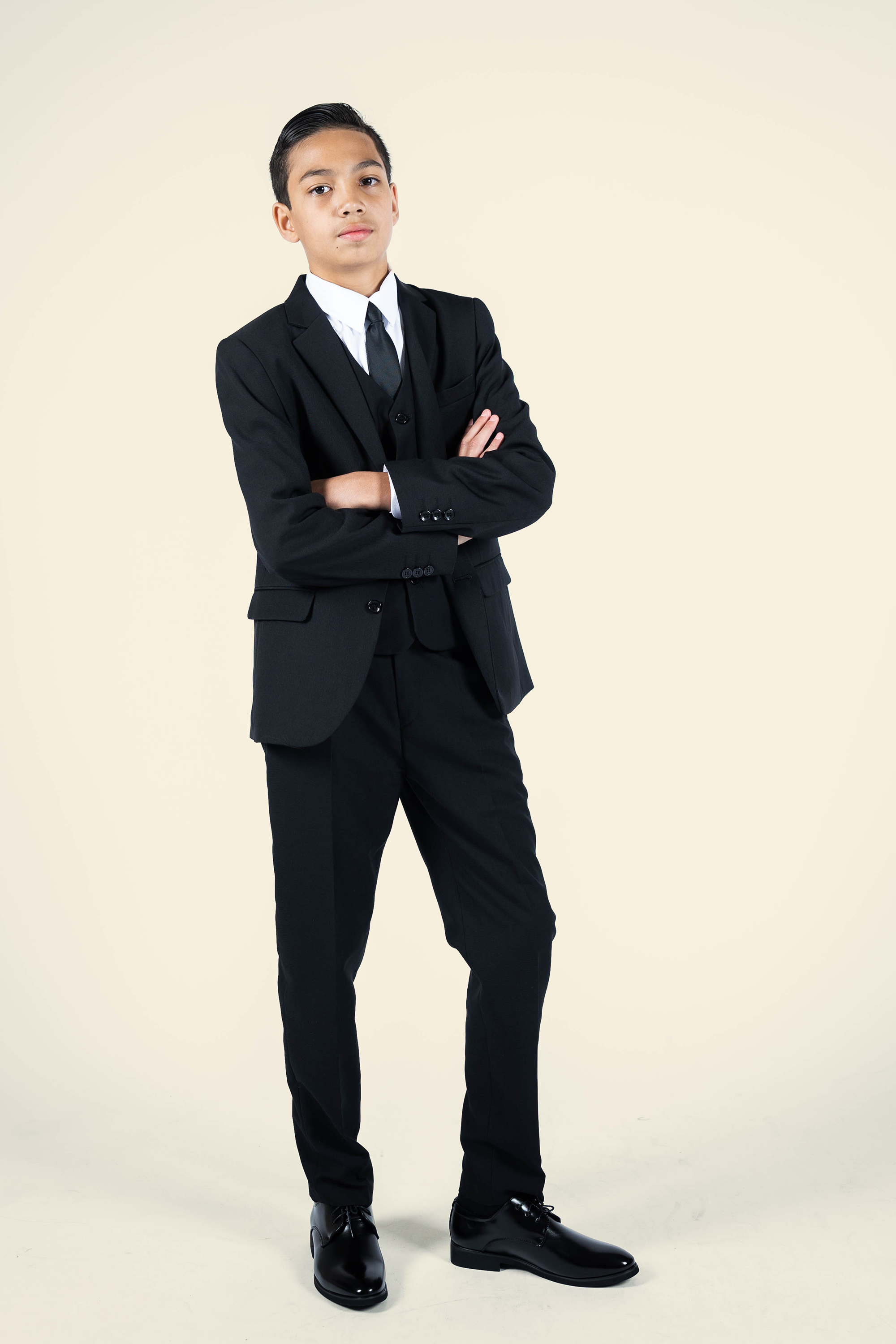 Boys Matte Black Suit