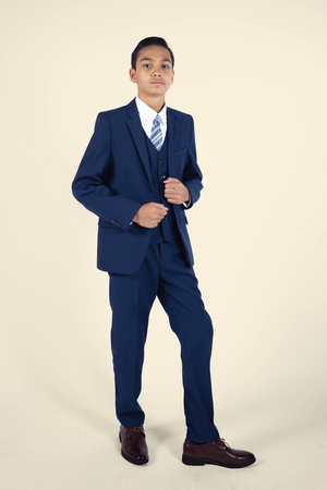 Boys Matte Navy Blue Suit