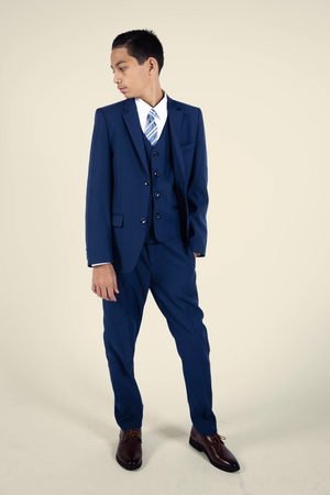 Boys Matte Navy Blue Suit