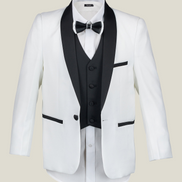 Boys' Pearl White Tuxedo + Off White Pants