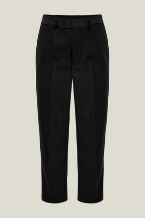 Boys Off White Tuxedo With Black Lapel + Black Pants