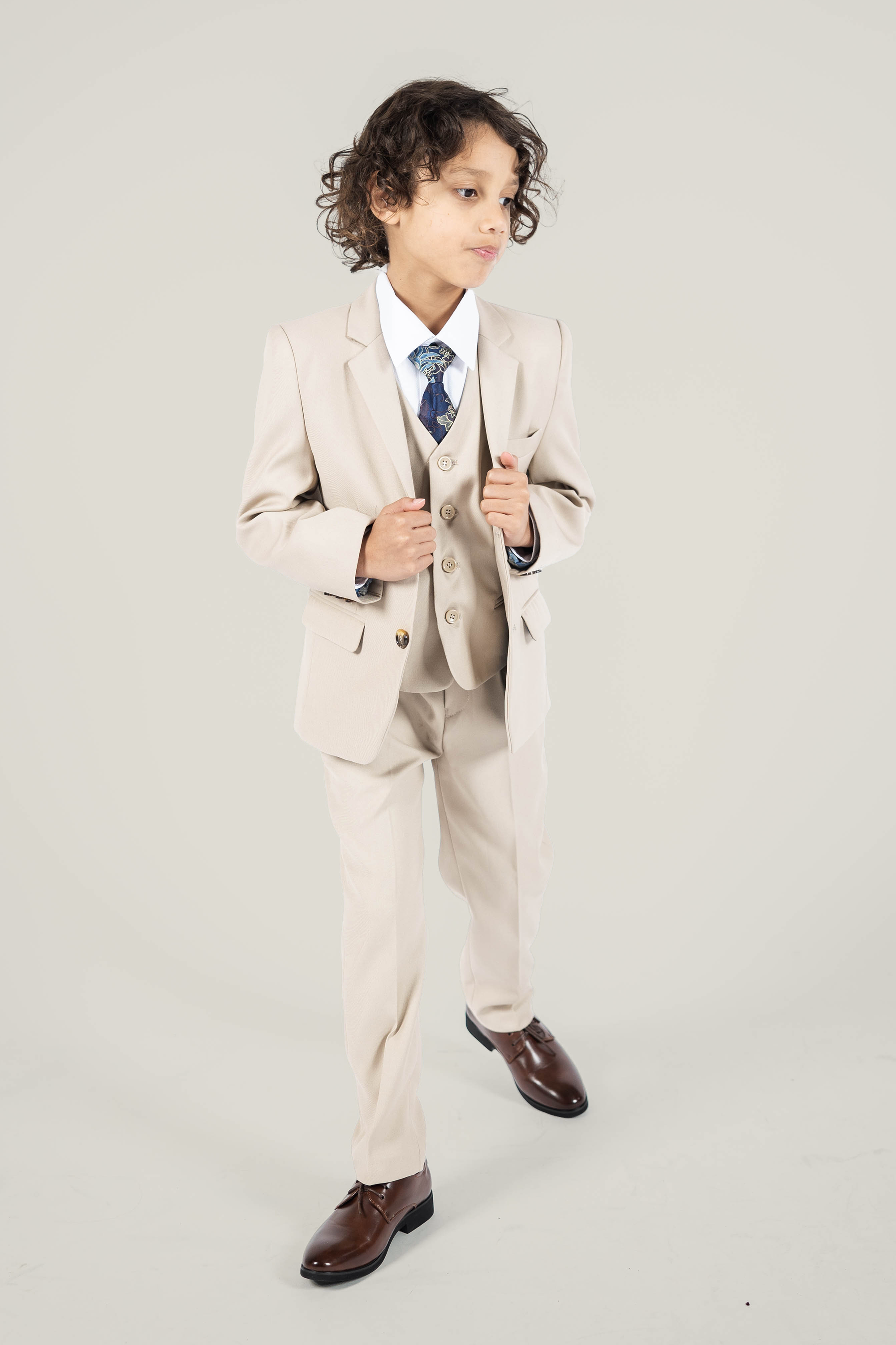 Boys cream suit best sale