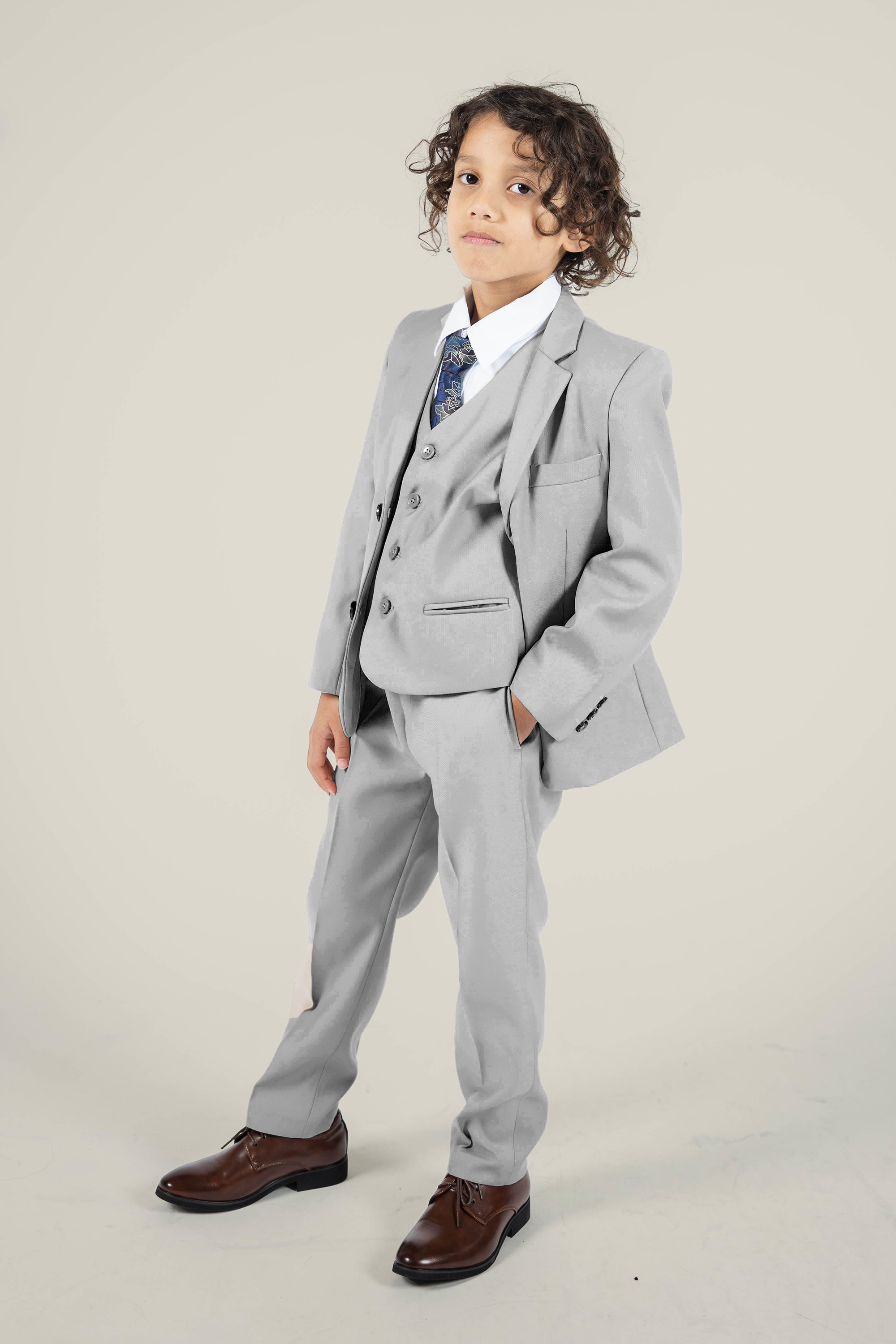 Grey and white formal 2025 dress