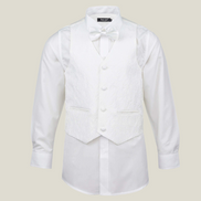 Boys' Sovereign Pearl White Tuxedo + Black Pants