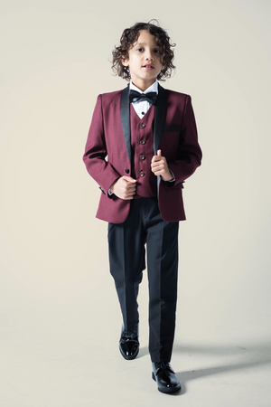 Boys Duke of Burgundy Tuxedo + Black Pants