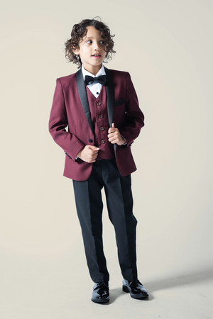 Boys Duke of Burgundy Tuxedo + Black Pants