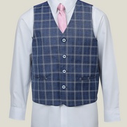 Boys' Dusty Blue Checkered Suit