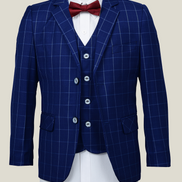 Boys' Royal Blue Checkered Suit