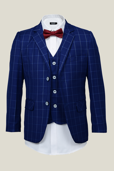 Boys' Royal Blue Checkered Suit